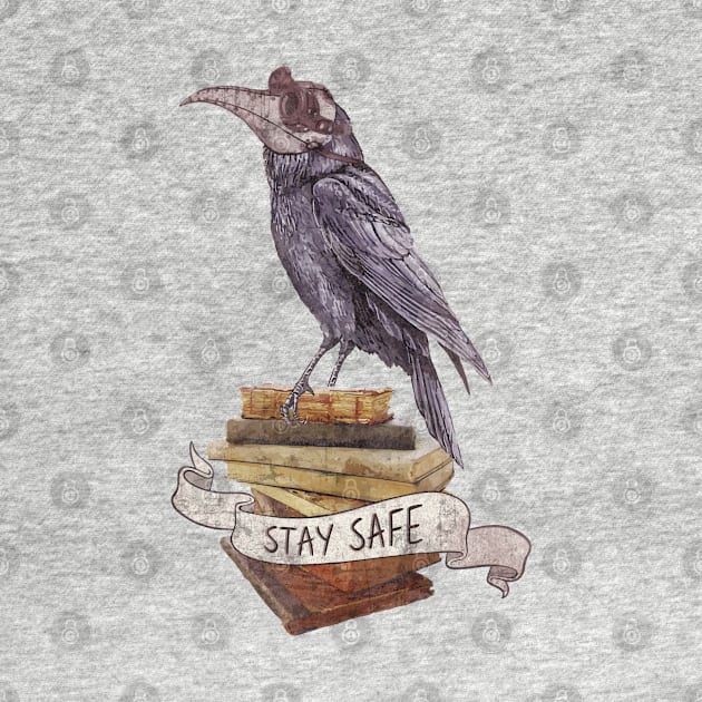 : Crow Plague Doctor Say quote stay safe vintage style by Collagedream